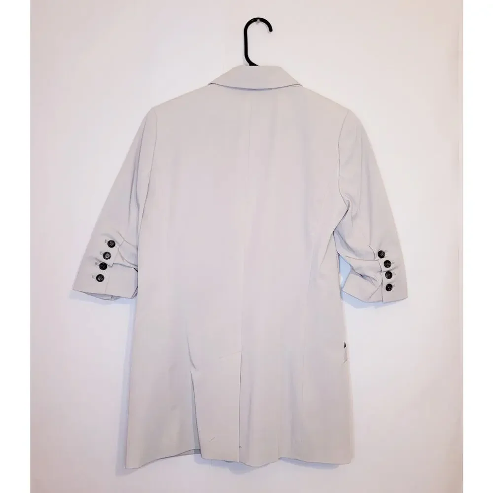 Elizabeth and James womens grey ruched sleeve one button modern oversized blazer